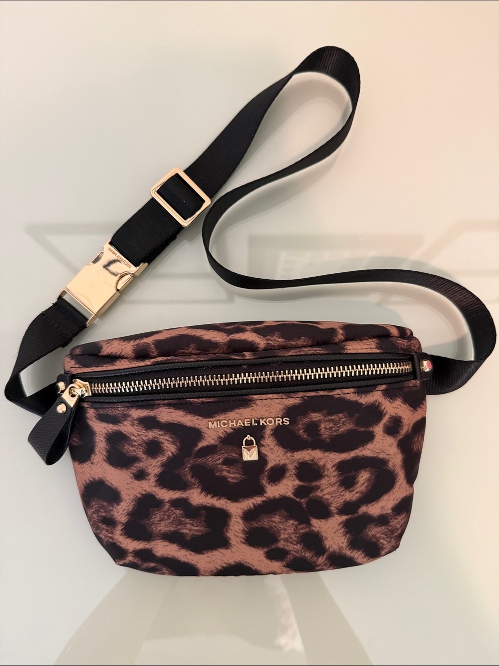 Michael Kors Leopard Print Crossbody Belt Bag - Brown/Black
